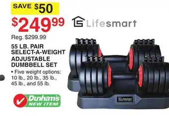 Dunham's Sports 55 LB. PAIR SELECT-A-WEIGHT ADJUSTABLE DUMBBELL SET offer