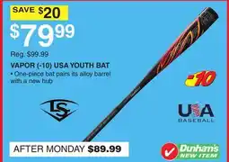 Dunham's Sports VAPOR (-10) USA YOUTH BAT offer