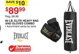 Dunham's Sports 80 LB. ELITE HEAVY BAG AND GLOVES COMBO offer