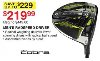 Dunham's Sports MEN'S COBRA RADSPEED DRIVER offer