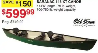 Dunham's Sports SARANAC 146 XT CANOE offer