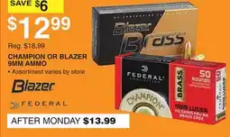 Dunham's Sports CHAMPION OR BLAZER 9MM AMMO offer