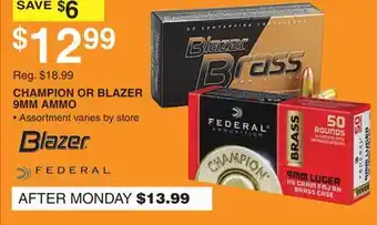 Dunham's Sports CHAMPION OR BLAZER 9MM AMMO offer