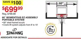 Dunham's Sports 60 MOMENTOUS EZ ASSEMBLY PORTABLE SYSTEM offer