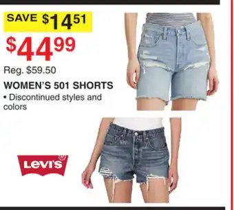 Dunham's Sports LEVI'S WOMEN'S 501 SHORTS offer