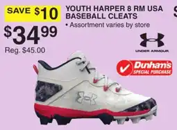 Dunham's Sports UNDER ARMOUR YOUTH HARPER 8 RM USA BASEBALL CLEATS offer