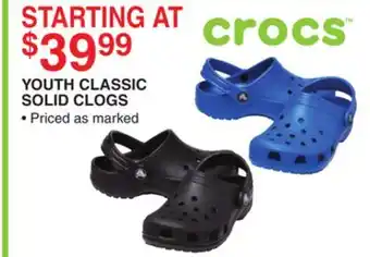 Dunham's Sports CROCS YOUTH CLASSIC SOLID CLOGS offer