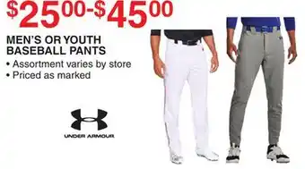 Dunham's Sports UNDER ARMOUR MEN'S OR YOUTH BASEBALL PANTS offer