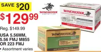 Dunham's Sports WINCHESTER USA 5.56MM, 5.56 FMJ M855 OR 223 FMJ offer