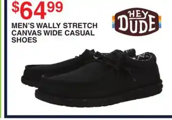 Dunham's Sports HEY DUDE MEN'S WALLY STRETCH CANVAS WIDE CASUAL SHOES offer