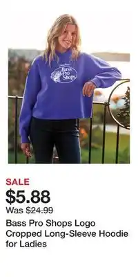 Cabela's Bass Pro Shops Logo Cropped Long-Sleeve Hoodie for Ladies offer