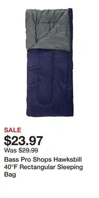 Cabela's Bass Pro Shops Hawksbill 40°F Rectangular Sleeping Bag offer