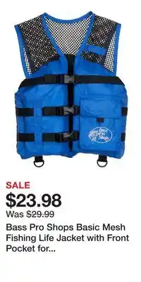 Cabela's Bass Pro Shops Basic Mesh Fishing Life Jacket with Front Pocket for Kids - Royal offer