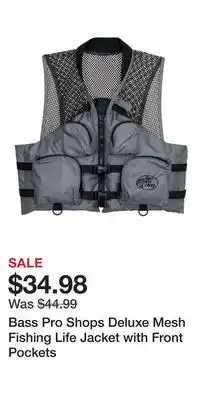 Cabela's Bass Pro Shops Deluxe Mesh Fishing Life Jacket with Front Pockets offer