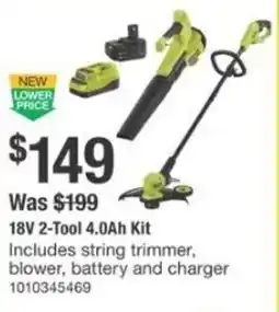 The Home Depot Ryobi 18V 2-Tool 4.0Ah Kit offer