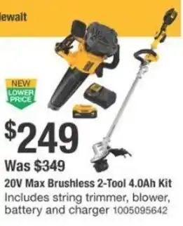 The Home Depot Dewalt 20V Max Brushless 2-Tool 4.0Ah Kit offer