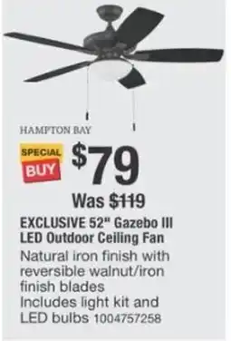 The Home Depot EXCLUSIVE 52" Gazebo III LED Outdoor Ceiling Fan offer