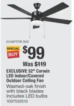 The Home Depot 52" Corwin LED Indoor/Covered Outdoor Ceiling Fan offer