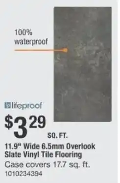 The Home Depot 11.9" Wide 6.5mm Overlook Slate Vinyl Tile Flooring offer