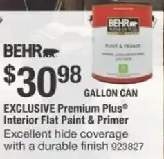 The Home Depot Premium Plus Interior Flat Paint & Primer offer