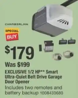 The Home Depot 1/2 HP Smart Ultra-Quiet Belt Drive Garage Door Opener offer