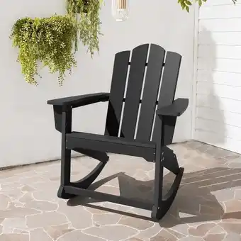 Walmart JUSTLET Outdoor Patio Chair, HDPE Plastic Rocking Adirondack Chair, Black offer