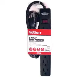 Walmart Hyper Tough 6-Outlet 2.5ft Surge Strip 500-Joule Protection, Black offer