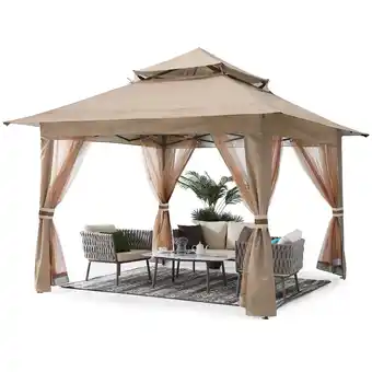 Walmart ABCCANOPY 13'x13' Gazebo Tent Outdoor Pop up Gazebo Canopy Shelter with Mosquito Netting, Khaki offer