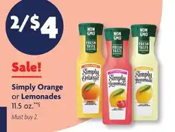 Family Dollar Simply Orange or Lemonades offer