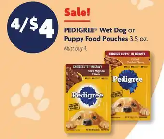 Family Dollar PEDIGREE Wet Dog or Puppy Food Pouches offer