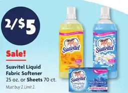 Family Dollar Suavitel Liquid Fabric Softener 25 oz. or Sheets 70 ct offer