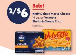 Family Dollar Kraft Deluxe Mac & Cheese 14 oz. or Velveeta Shells & Cheese 12 oz offer