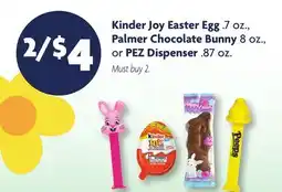 Family Dollar Kinder Joy Easter Egg .7 oz., Palmer Chocolate Bunny 8 oz., or PEZ Dispenser .87 oz offer