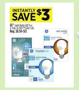 Dollar General GE Light Bulbs LED 9 yr. 2-4 pk. or LED Color 1 pk offer