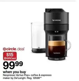 Target Nespresso Vertuo Pop + coffee & espresso maker by De'Longhi offer