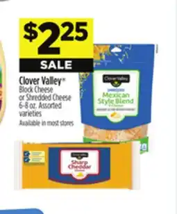 Dollar General Clover Valley Block Cheese or Shredded Cheese offer