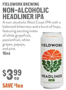 New Seasons Market Fieldwork brewing non-alcoholic headliner IPA offer