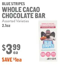 New Seasons Market Blue stripes whole cacao chocolate bar offer