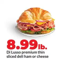 Hy-Vee Di Lusso premium thin sliced deli ham or cheese offer