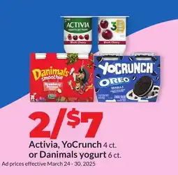 Hy-Vee Activia, YoCrunch 4 ct. or Danimals yogurt 6 ct offer