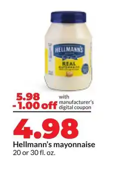 Hy-Vee Hellmann's mayonnaise offer