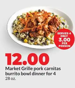 Hy-Vee Market Grille pork carnitas burrito bowl dinner for 4 offer