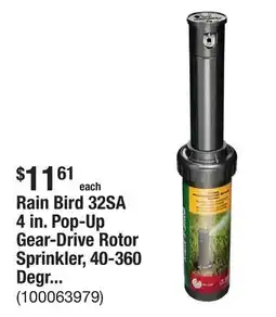 The Home Depot Rain Bird 32SA 4 in. Pop-Up Gear-Drive Rotor Sprinkler, 40-360 Degree Pattern, Adjustable 19-32 ft offer