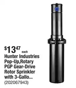 The Home Depot Hunter Industries Pop-Up,Rotary PGP Gear-Drive Rotor Sprinkler with 3-Gallon Per Minute Nozzle offer