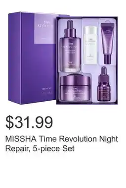 Costco MISSHA Time Revolution Night Repair, 5-piece Set offer