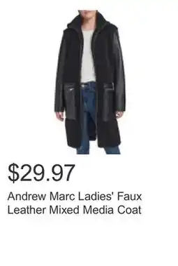 Costco Andrew Marc Ladies' Faux Leather Mixed Media Coat offer