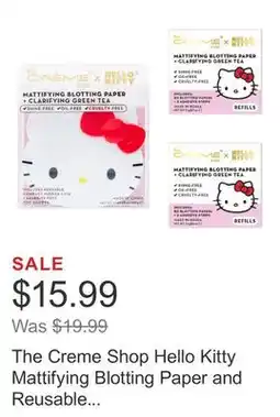 Costco The Creme Shop Hello Kitty Mattifying Blotting Paper and Reusable Mirror Compact + 2 Refills Set offer