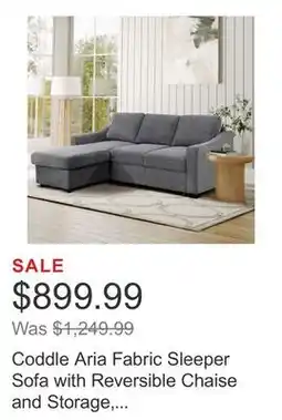 Costco Coddle Aria Fabric Sleeper Sofa with Reversible Chaise and Storage, Gray offer