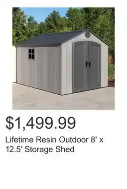 Costco Lifetime Resin Outdoor 8' x 12.5' Storage Shed offer