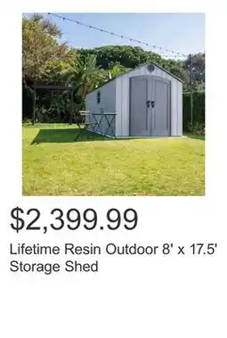 Costco Lifetime Resin Outdoor 8' x 17.5' Storage Shed offer